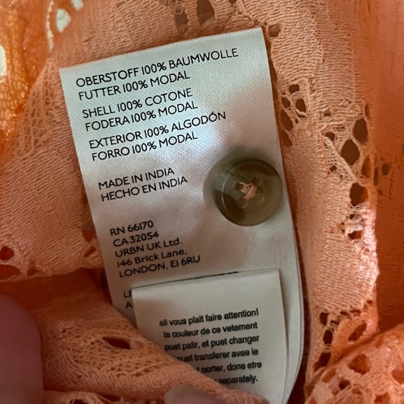 Pilcro Keira Lace Blouse by Anthropologie Womens Coral Collar Puff Sleeve Top XS - Picture 17 of 17